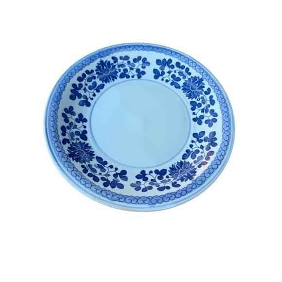 Antique Chinese Blue and White Jingdezhen Transfer Ware Lotus Pattern 4 Plate - Picture 4 of 6